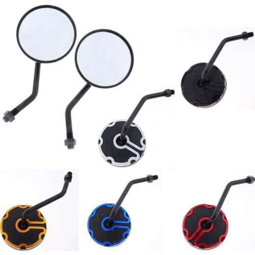 2 Pcs Motorbike Moped Scooter 10mm Thread Rear View Round Mirrors For Dirt BIke/Motorcross/Street Bike/Cafe Racer