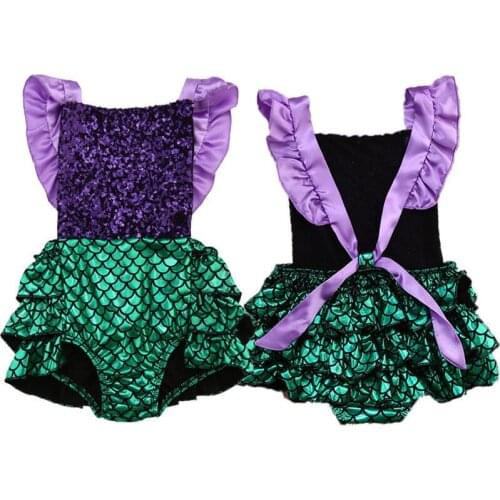 2021 Infant Toddler Newborn Baby Girl Sequins Romper Jumpsuit Outfits Sunsuit Mermaid Swimwear Swimming