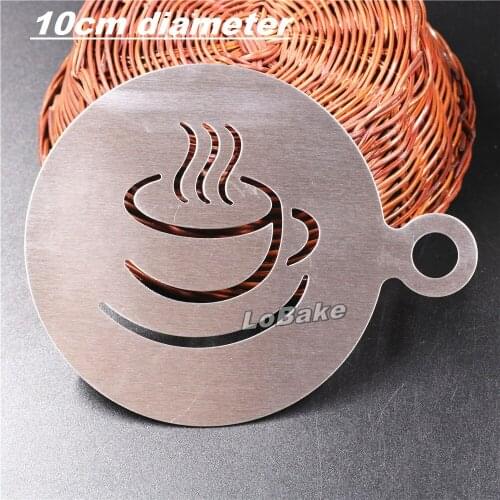 5pcs/lot) Dia. 10cm stainless steel coffee cup shape milk tea coffee stencil tiramisu mousse cake decoration mold DIY baking
