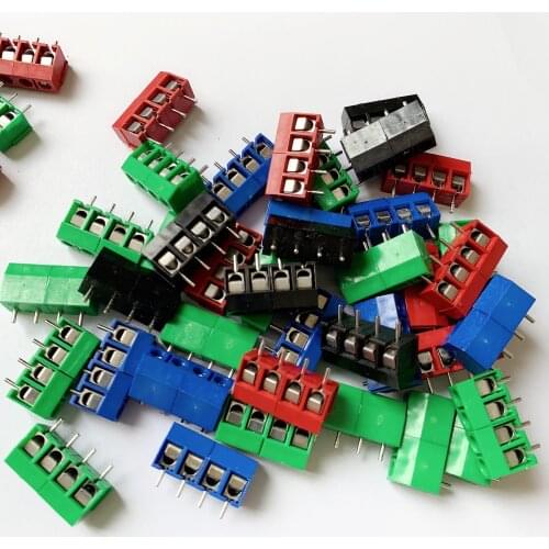 50PCS/LOT kf301-3p/4P splice, screw type PCB spacing 5.0 terminal,copper / iron foot four-color KF301 red, green, black, blue