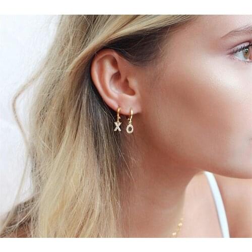 A-Z 6mm Custom Initial Earrings Letter Micro-encrusted Zircon Earrings Alphabet Girlfriends Student Earrings Small Earrings