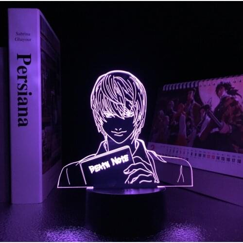 Anime Figure Death Note Yagami Acrylic 3D LED Night Light Child Birthday Gift Lamp for Kid Bedroom Decor Night Light
