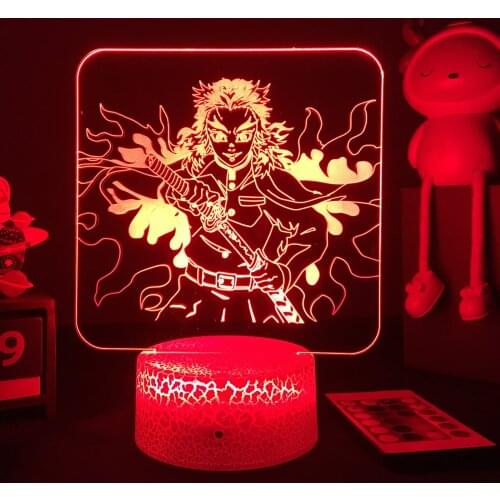 Anime Demon Slayer 3D LED Lamp Rengoku Kyoujurou Figure Night Light for Kid Child Bedroom Decor Cool Kimetsu No Yaiba Dropshippg