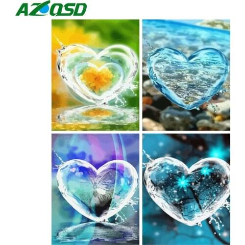 AZQSD Sea Picture Oil Painting By Numbers Heart Love Modern Living Room Decor Painting By Numbers Landscape 60x75cm Diy Wall Art