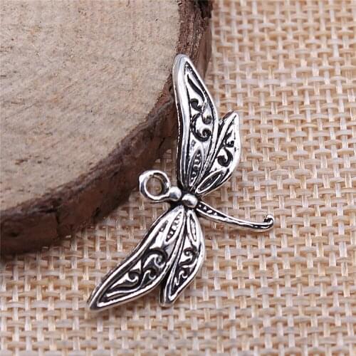 Free shipping 43pcs 31x17mm antique silver dragonfly charms diy retro jewelry fit Earring keychain hair card pendant accessories