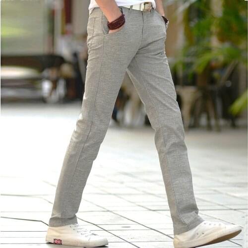 Summer Thin Men Linen Cotton Slacks Mens Trousers Business Casual Straight Men Long Suit Pants New High Quality Pontalon Homme