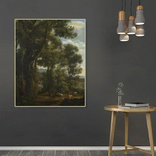 Citon Claude Lorrain《Landscape with a goatherd and goats》Canvas Oil Painting Artwork Poster Picture Wall Decor Home Decoration