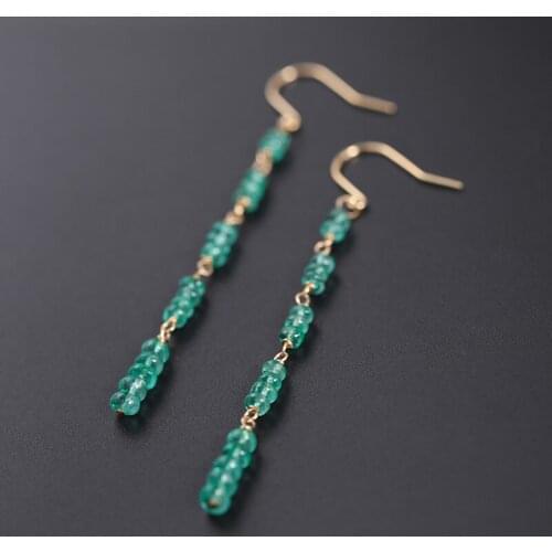 DAIMI GEMSTONES Zambian Emerald Green Ear Line Female Day Genuine 18k Gold Niche Designer Custom
