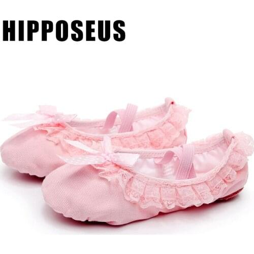 Hipposeus Children Ballet Shoes Pointe For Girls Ballroom Dance Shoes For Ladies Latin Tango Dance Slippers Salsa Shoes With Bow