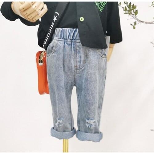 2 3 4 5 6 Years Kids Jeans Casual Korean Loose Denim Pants for Boy Baby Girl Spring Autumn Trousers 2020 New Arrival Child Pants