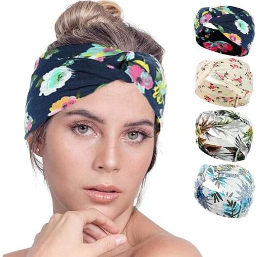 European And American Floral Cross Hairband Temperament Printing Knotted Headband Headband Wide Edge Wash Hair Accessories Comfy