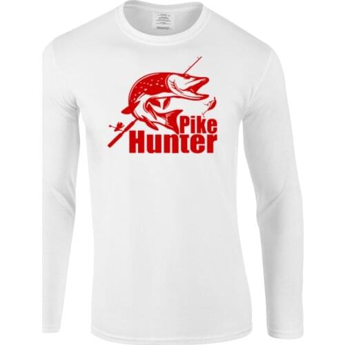 Pike Hunter Pesca Men Cotton High Quality O-neck T Shirt Tees Tops Man Fashion Casual long T-shirts