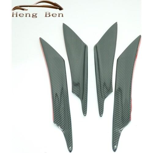 HB 4pcs/set Carbon Fiber Color Car Front Bumper Splitter Fins Body Spoiler Canards For Most Cars Trucks SUV