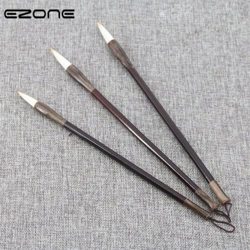 EZONE 1pc Wooden Writing Brush For Watercolor Ink Painting Chinese Calligraphy Practice Weasel Multiple Hairs Brush for Beginner