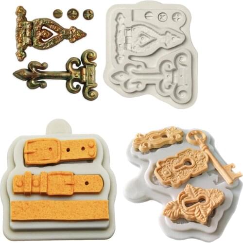 Book Keys Screws Lock Catches Silicone Mold Sugarcraft Cupcake Baking Mold Fondant Cake Decorating Tools