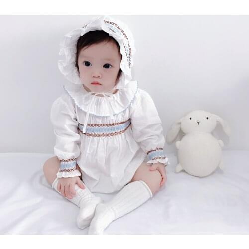 Baby Girls Jumpsuits Collar Toddler Princess Clothes Autumn 2020 Newborn Baby Romper Bubble Long Sleeves Cotton New Arrival