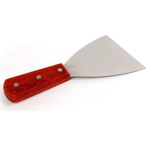 Stainless Steel Blade Grill Slant Edge Scraper Wooden Handle Food Service Beef Chicken Barbecue Cooking Tools New