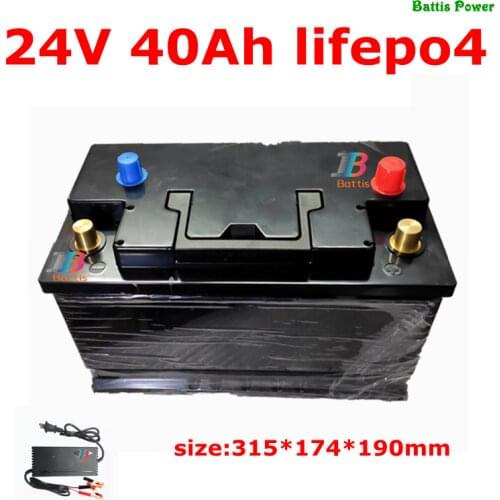 Lithium 24V 40Ah LifePo4 battery deep cycle for 1200W golf cart Boat backup power scooter inverter Xenon lights + 5A charger
