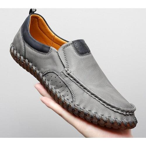 Loafer Shoes Men Fashion Genuine Leather Slip-on Moccasins Handmade Male Casual Shoes Outdoor Drive Walking Luxury Leisure Flats