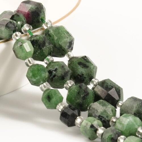 Natural Epidote Rubys Zoisite Stone Beads Faceted Gem Loose Beads For Handmade DIY Jewelry Making Bracelet Accessories 7.5inche