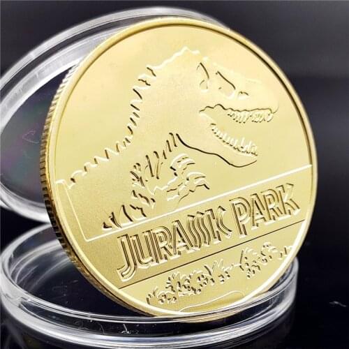 New Arrive Jurassic Park Dinosaur Gold Plated Coin Commemorative Coins Collection Birthday Christmas Business Gifts