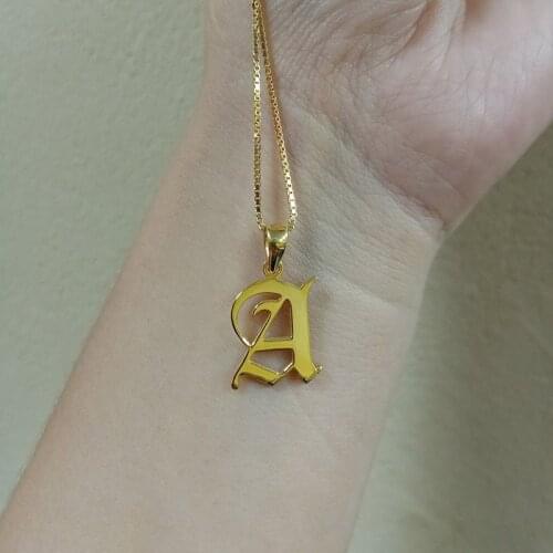 Wholesale Custom Old English Letters Solid Silver Pendant Personalized Font 26 letters Accessoires for Women Men Gifts