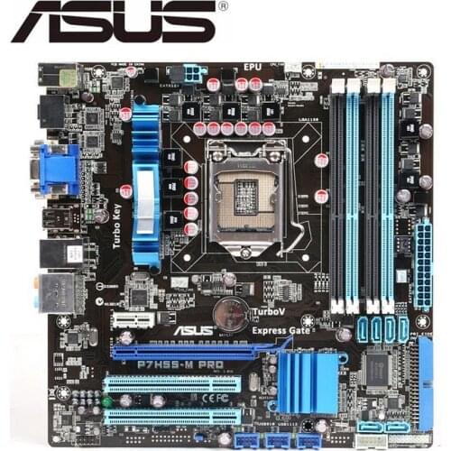 Original motherboard for asus P7H55-M PRO LGA 1156 DDR3 i5 i7 cpu 16GB USB2 H55 USED Desktop motherboard SALES pc
