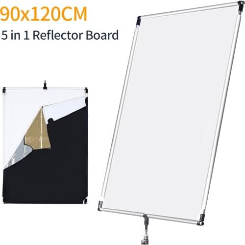35in x 47in 90 x 120cm Sun Scrim Large 5in1 Black Silver Gold White Diffuser Reflector Aluminum Alloy Frame for Photography