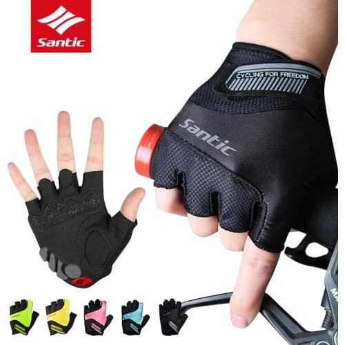 Santic Cycling Gloves Men Women Half Finger Padded Bicycle Gloves Sport Summer Road Bike Gloves Guantes De Ciclismo 6 Colors