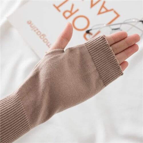 Women Ribbed Knitted Fake Sleeve Cuffs Solid Color Winter Protection Arm Warmers Stretch Ruffles Decorative Fingerless Gloves