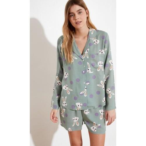 Trendyol Rabbit Printed Woven Pajamas set THMSS21PT0302