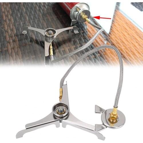 Outdoor Camping Hiking Gas Converter Three-Cornered Long Cylinder Air Tank Conversion Tripod Adapter Foldble Stove Connector