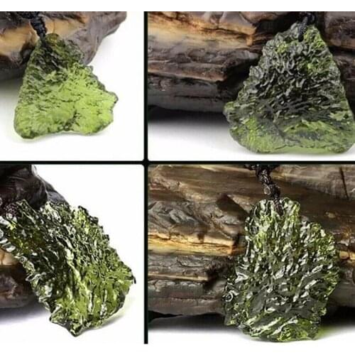 Natural Crystal Green Gem Moidavite Meteorite Impact Glass Necklace Pendant Birthday Gift Meteorite Necklace