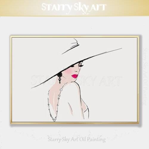 Simple Design Artist Hand-painted Beautiful Lady Figure Oil Painting on Canvas Handmade Fine Art Woman Portrait Oil Painting