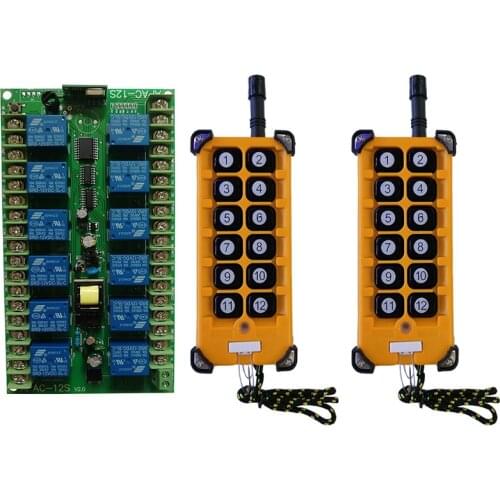 3000m AC220V 12CH Channel 12CH Radio Controller RF Wireless Remote Control Overhead travelling crane System Receiver+Transmitter