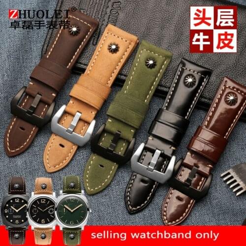22MM 24MM 26MM frosted cowhide strap for Penahai/Diesel watch with leather PAM111 retro rough man Panerai Watch