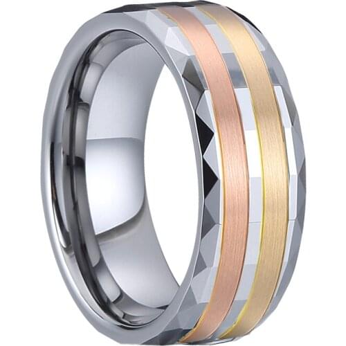 Luxury wedding band 14k rose gold ring for men tungsten rings anillo hombre anel masculino bague homme