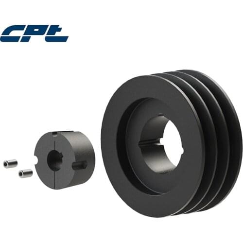 CPT SPC v belt pulley, 3 grooves, 149.6mm outside diameter, 2012 taper bushing for 11mm~50mm shaft, cast material SPC140-03-2012