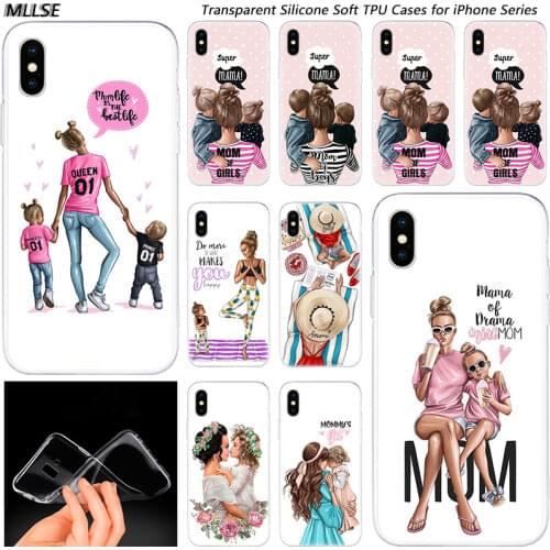 Hot Baby mom Girl and Boy Fashion Silicone Case Cover for Apple iPhones 11 Pro XS Max X XR 7 8 6 6s Plus 5S SE TPU Soft Cases
