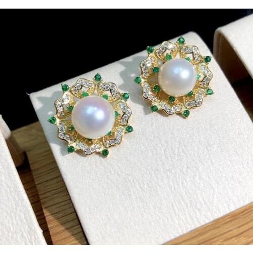 Wedding Jewelry 925 Sterling Silver Earrings Findings Settings Base Mountings Parts Mounts for Pearls Agate Crystal Stones Jade