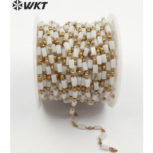 WT-RBC080 WKT New best selling pure white crystal brass beads chain no gold-plated chain multi-function ladies decoration chain