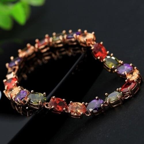2020 Trend 18CM Charming Peridot Ruby Amethyst Gemstone 925 Sterling Silver Bracelets for Women Fashion Party Jewelry Gift