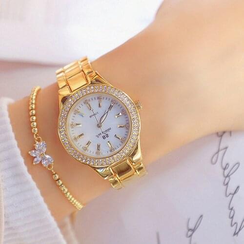 2021 Ladies Wrist Watches Dress Gold Watch Women Crystal Diamond Watches Stainless Steel Silver Clock Women Montre Femme 2020