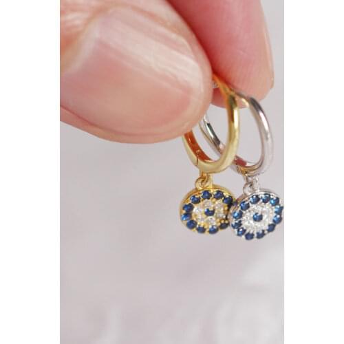 Clear Blue Zircon Hoop Earrings Evil Eye Earrings Blue Zircon Fashion Earrings Turkish Jewelry Gifts for Women Pendientes 2022