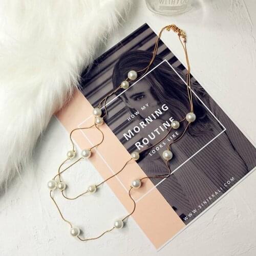 Womens Elegant Faux Pearls Sweater Chain Long Pendant Necklace Jewelry Bridal Wedding Gift