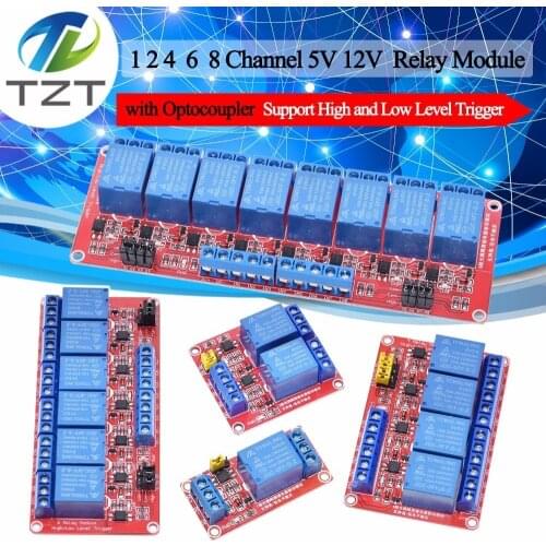 1 2 4 6 8 Channel 5V Relay Module Shield with Optocoupler Support High and Low Level Trigger 1 way Relay Board 12V for Arduino