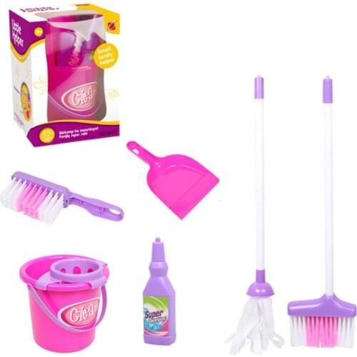 1 Set Cleaning Role Play Set Mop Sign Dustpan Brush Sweeping Kids Learning Toy