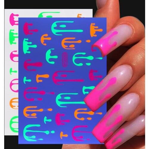 1 Pcs Nail Water Decals Stickers Fluorescence Fire Snake Skin Design Transfer Sliders Paper Nail Art Decoration DIY Manicures