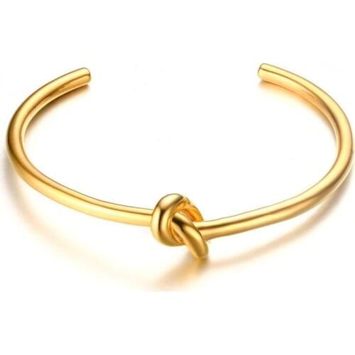 2021 European And American Style Fashion Brand Jewelry Stainless Steel Material Knotted Open Bracelet Suitable For Women