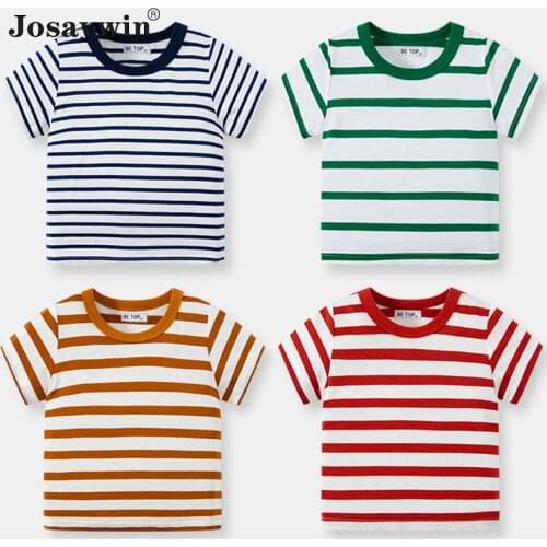 2021 Summer Childrens T-Shirt Boys Girls Baby T-shirt Cotton Striped Kids T-shirt Short Sleeve Boys T Shirt Tee Top Clothing
